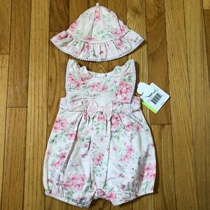 NWT Little Me Blossom Romper with Hat